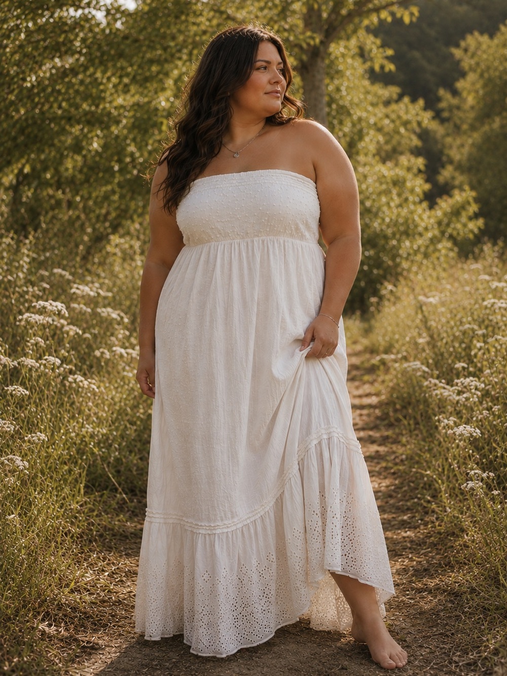 Old Navy Coquette White Cotton Eyelet Boho Cottage Sleeveless Maxi Dress XXL